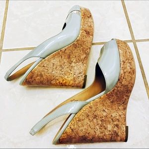 Summer polished light blue wedges